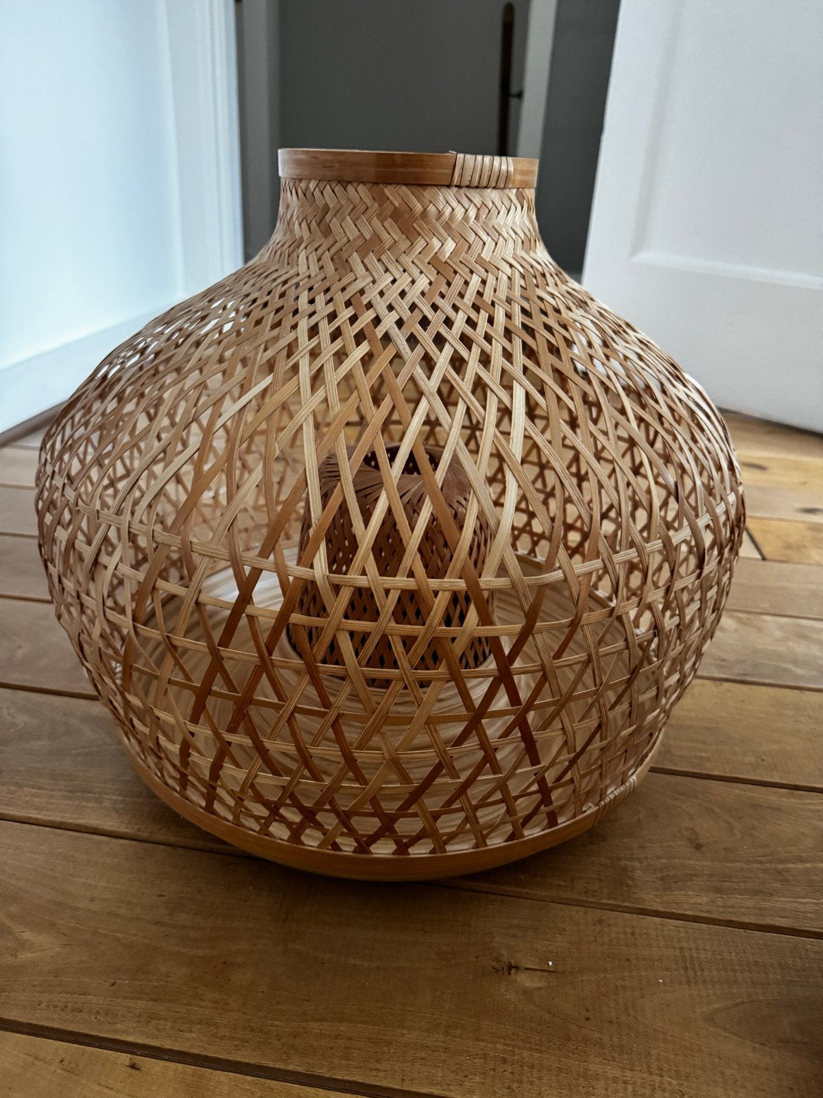 IKEA MISTERHULT Hanglampenkap Bamboe Handgemaakt 45 cm, Hanglamp, Bruin, Natuurlijk materiaal, Rond