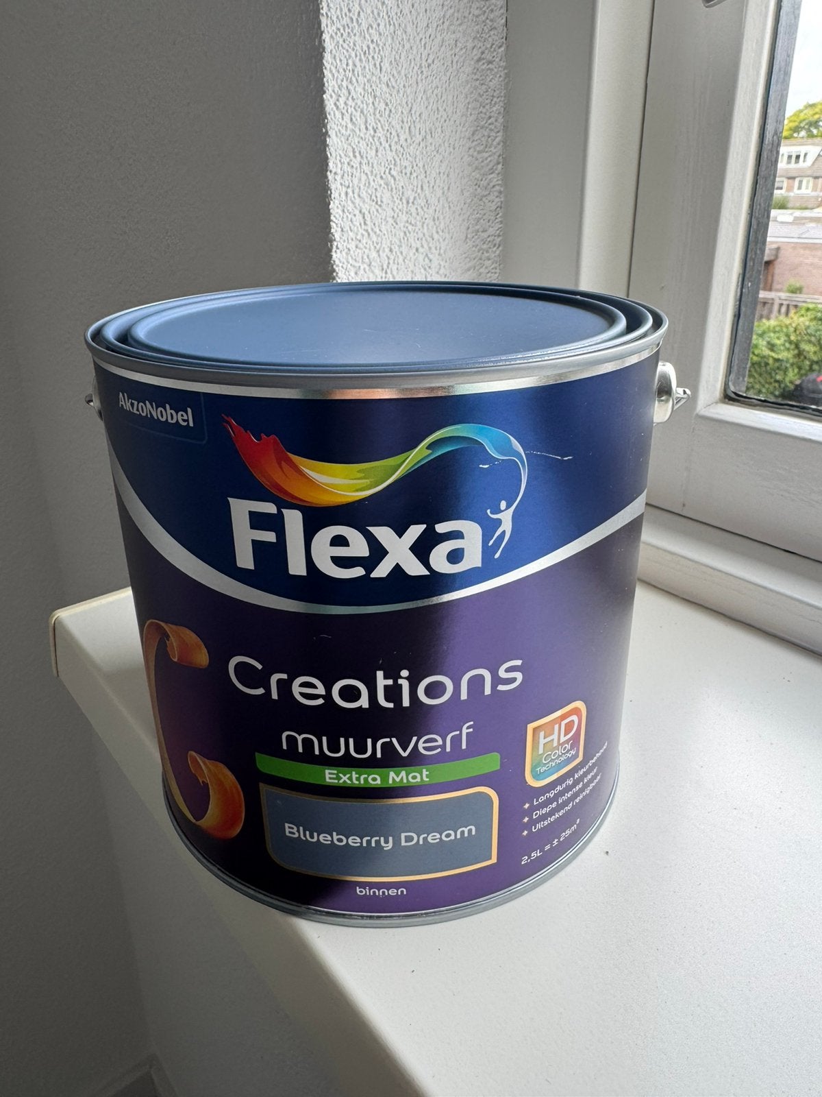 Flexa muurverf kleur Bleuberry dream extra mat NIEUW!, Ophalen, Blauw, Nieuw, Verf