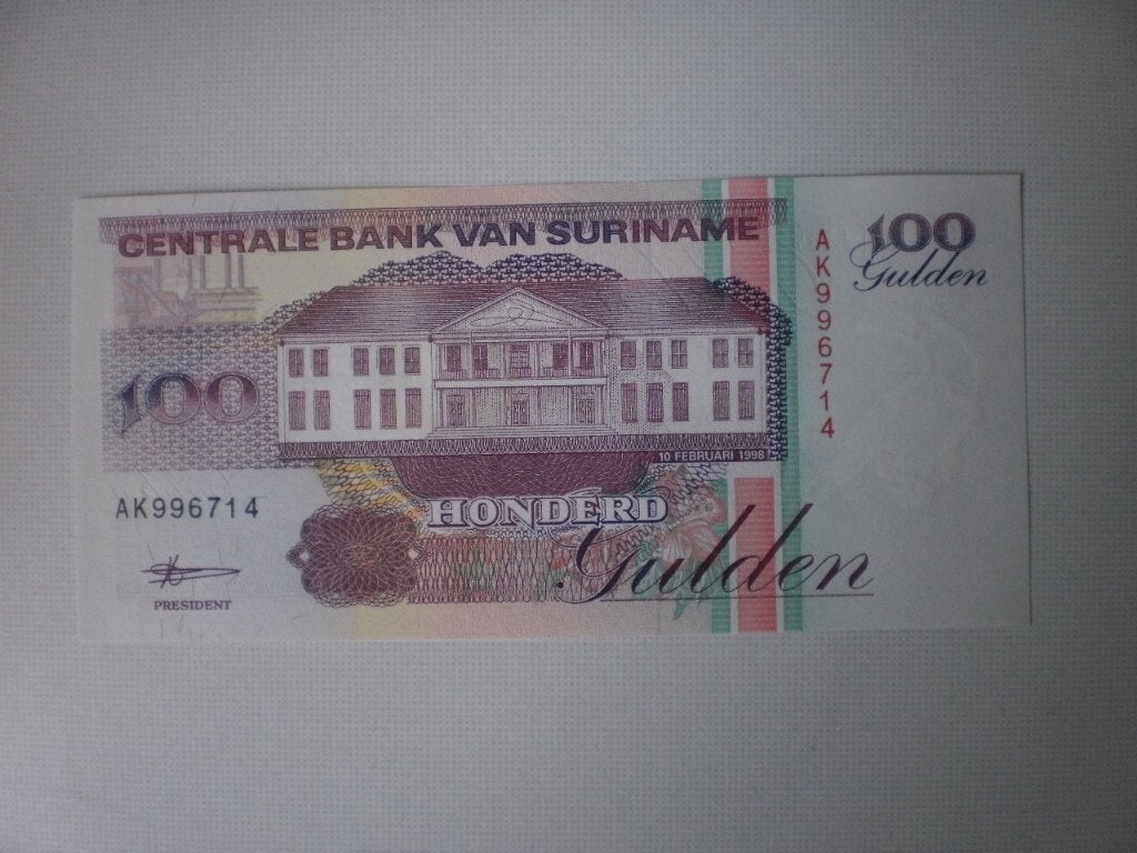 Suriname- 100 Gulden- Bankbiljet, Verzenden, Zuid-Amerika, Los biljet
