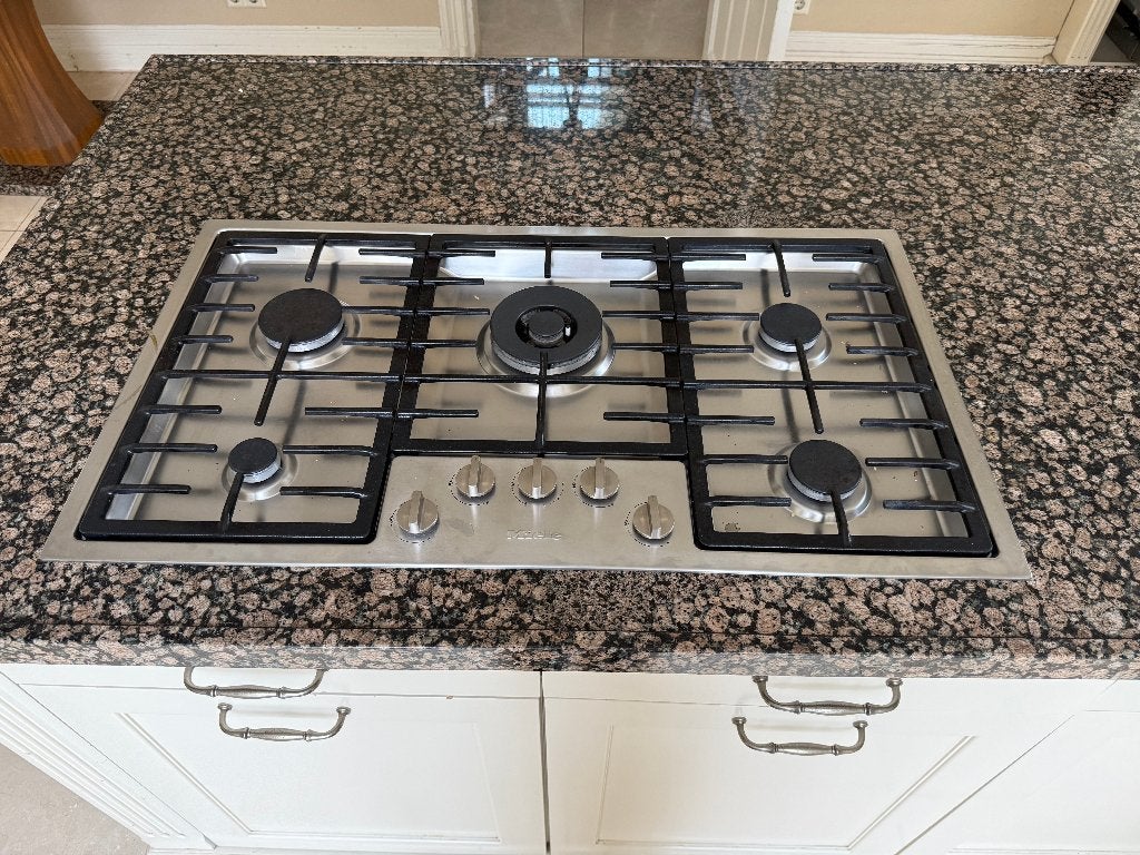 Miele 5 pits gaskookplaat RVS met wokbrander, Ophalen, Gebruikt, Inbouw, Gas