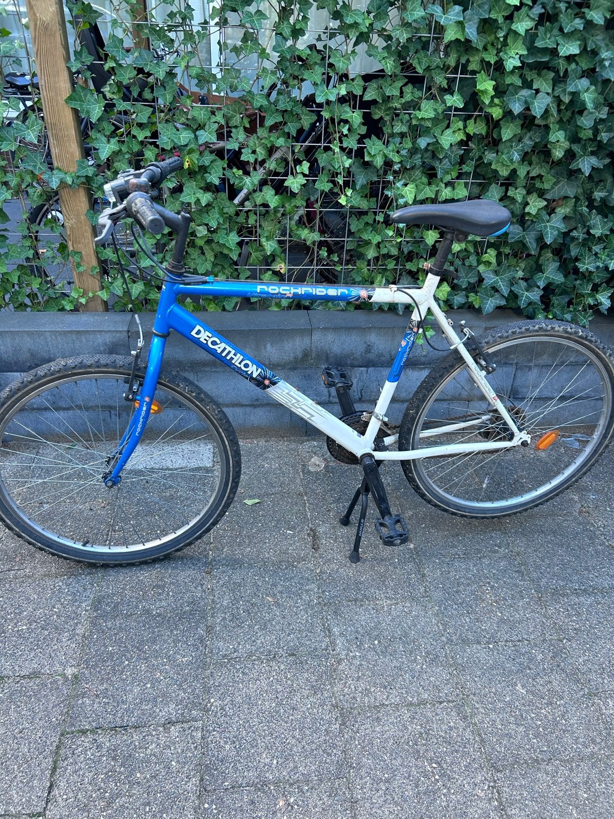 Decathlon Rockrider Mountainbike - Blauw/Wit, Gebruikt, Geen vering, 53 tot 57 cm, Ophalen