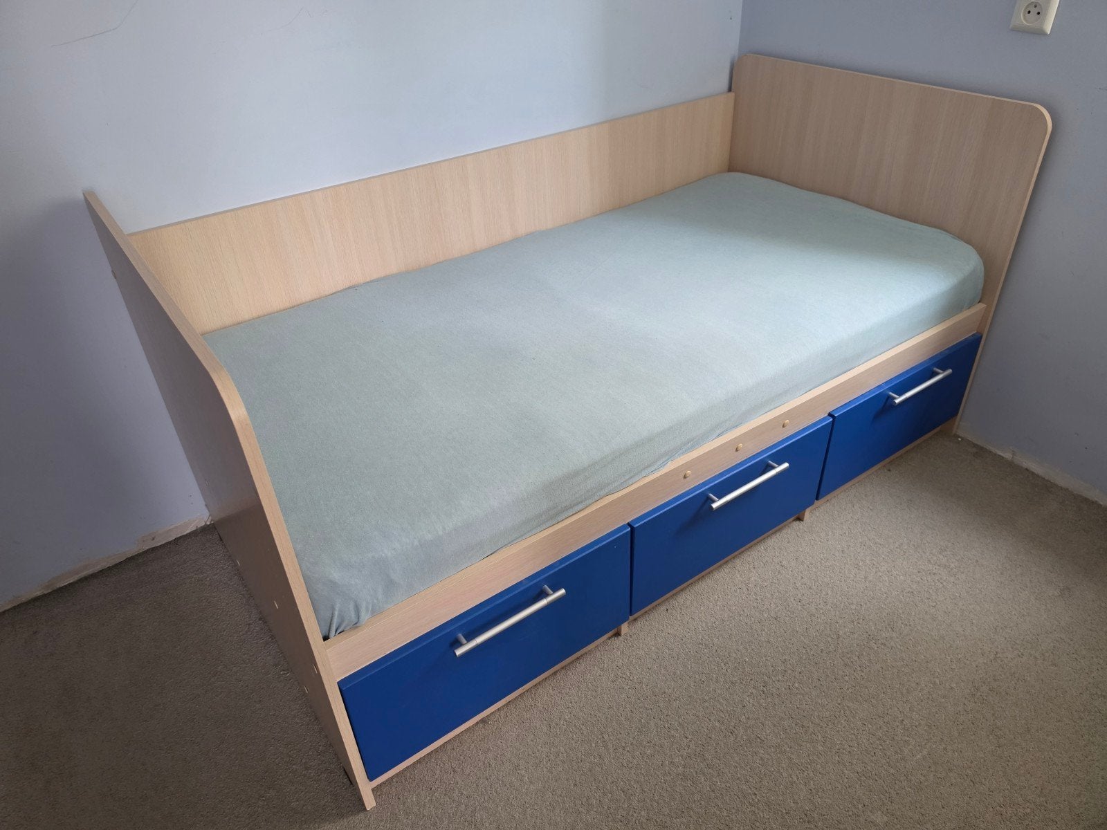 Eenpersoonsbed met opberglades en matras, Kinderen en Baby's, Ophalen, Gebruikt, 70 tot 85 cm, Matras