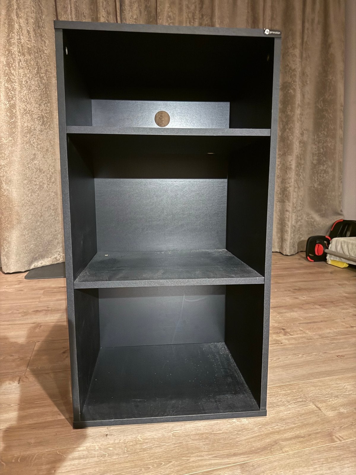 Zwart houten stereo meubel met 2 vakken voor lp’s, Ophalen, Gebruikt, Overige merken