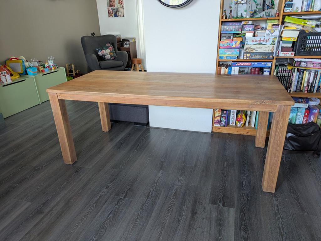 Mooie teakhouten eettafel - 200x89 cm - Goed onderhouden, Huis en Inrichting, Tafels | Eettafels, Gebruikt, Teakhout, Vijf personen of meer