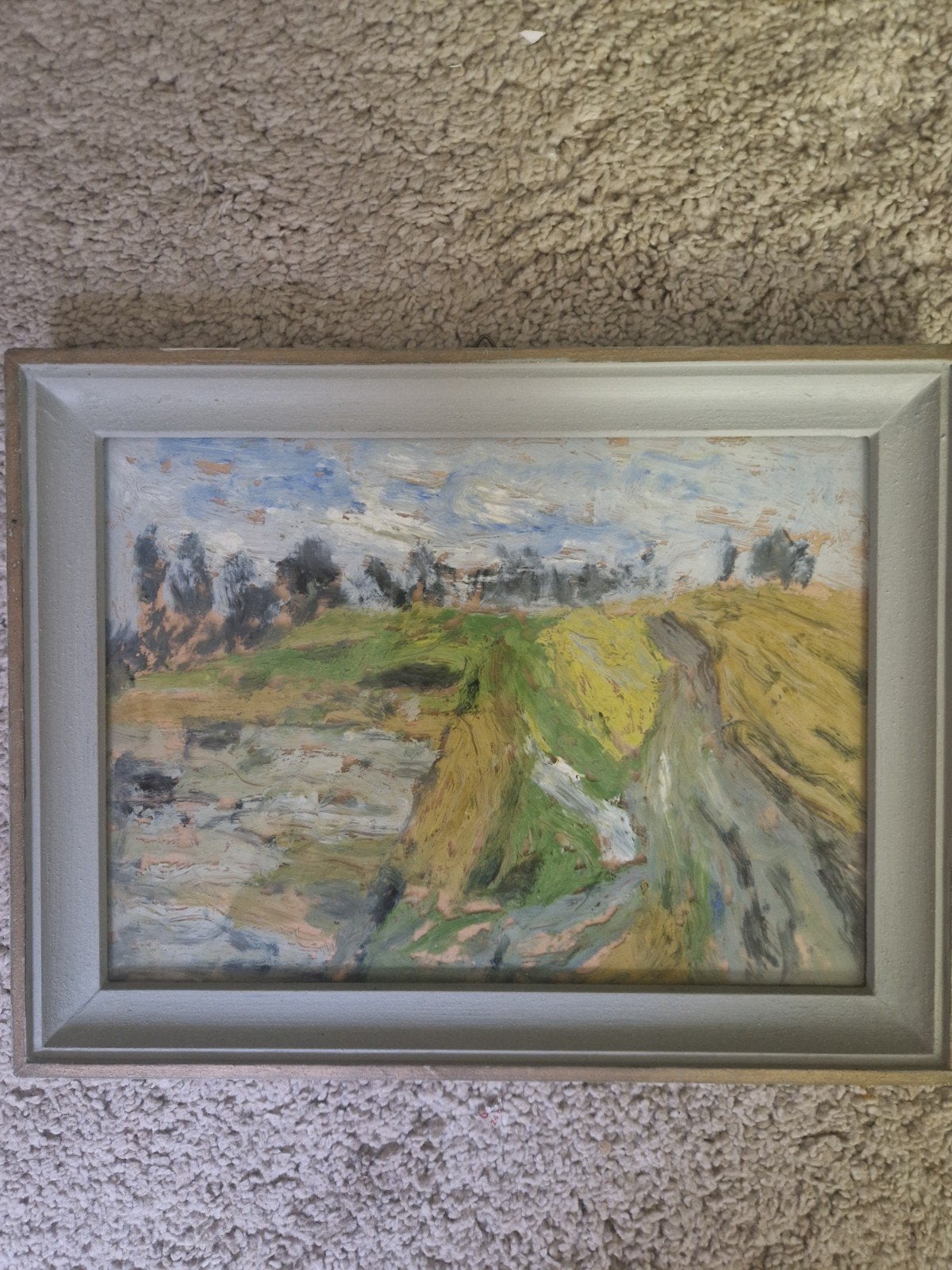 Landschapsschilderij K. Gruner - Hinterglasmalerei, Ophalen of Verzenden, Achter glas, Overige technieken, Landschap