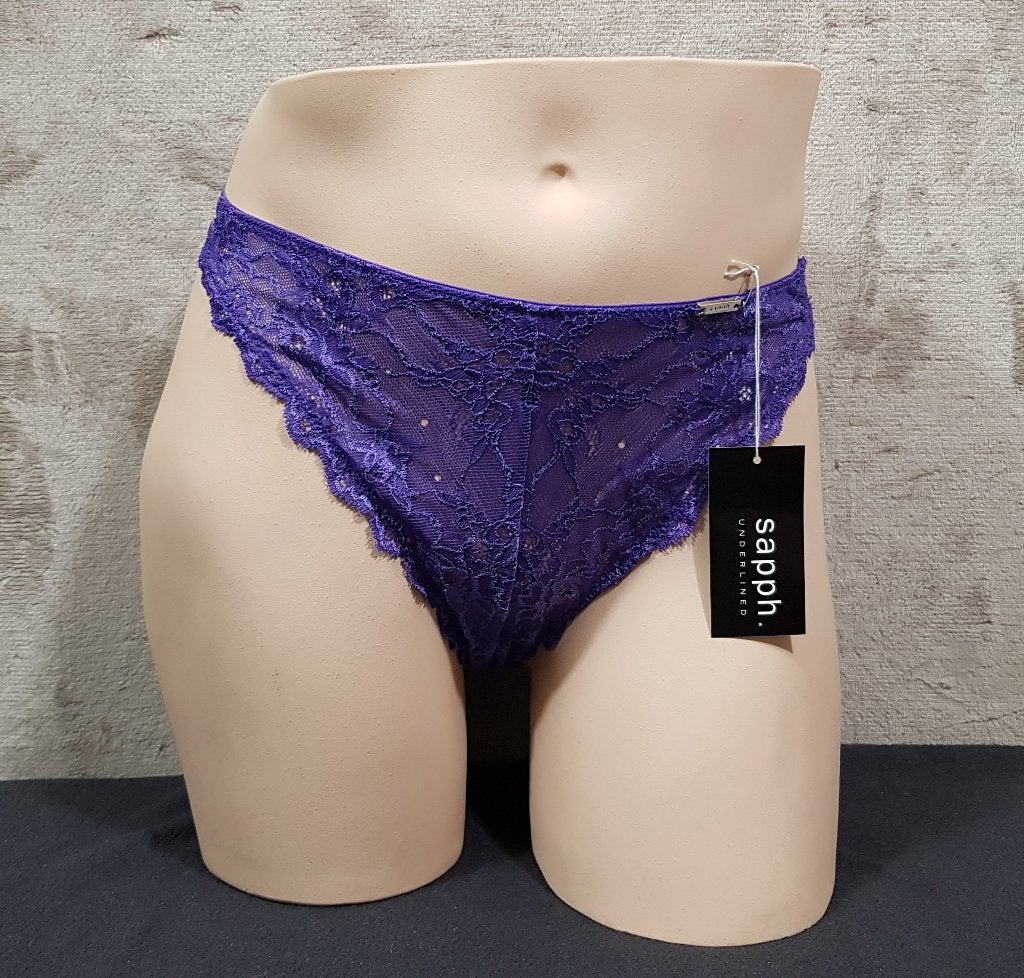 Kanten Paarse Sapph String maat L (450), Sapph, Ophalen of Verzenden, Paars, String