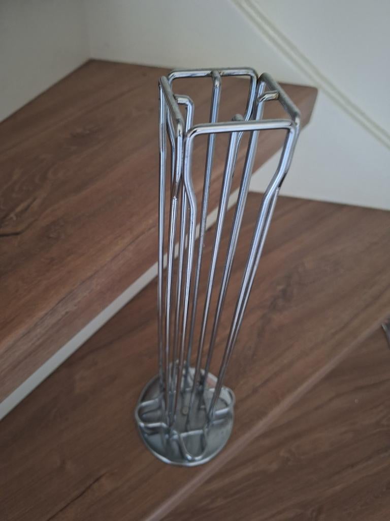 Roterende Nespresso cups houder - Gebruikt, Huis en Inrichting, Ophalen, Zilver, Metaal, Overige typen