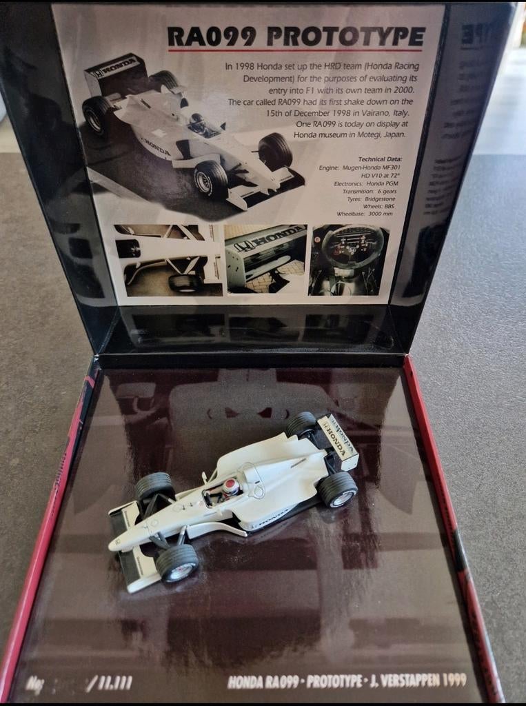 Zeldzame Honda RA099 F1 1999– Jos Verstappen Limited Edition, Ophalen of Verzenden, Zo goed als nieuw, Auto, MiniChamps