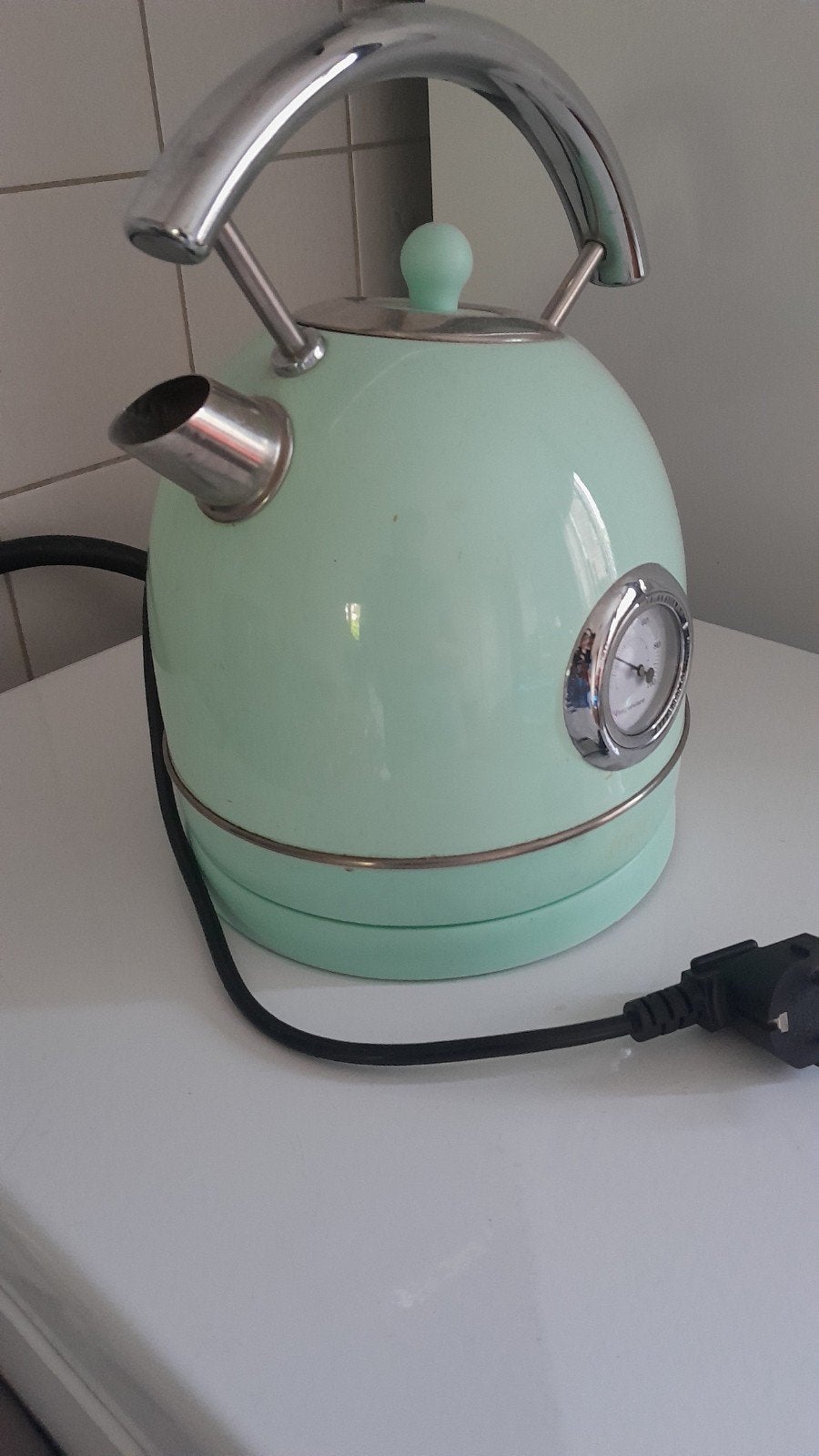 Stijlvolle waterkoker met temperatuurmeter - Mintgroen, Witgoed en Apparatuur, Waterkokers, 1 tot 2 liter, Ophalen of Verzenden