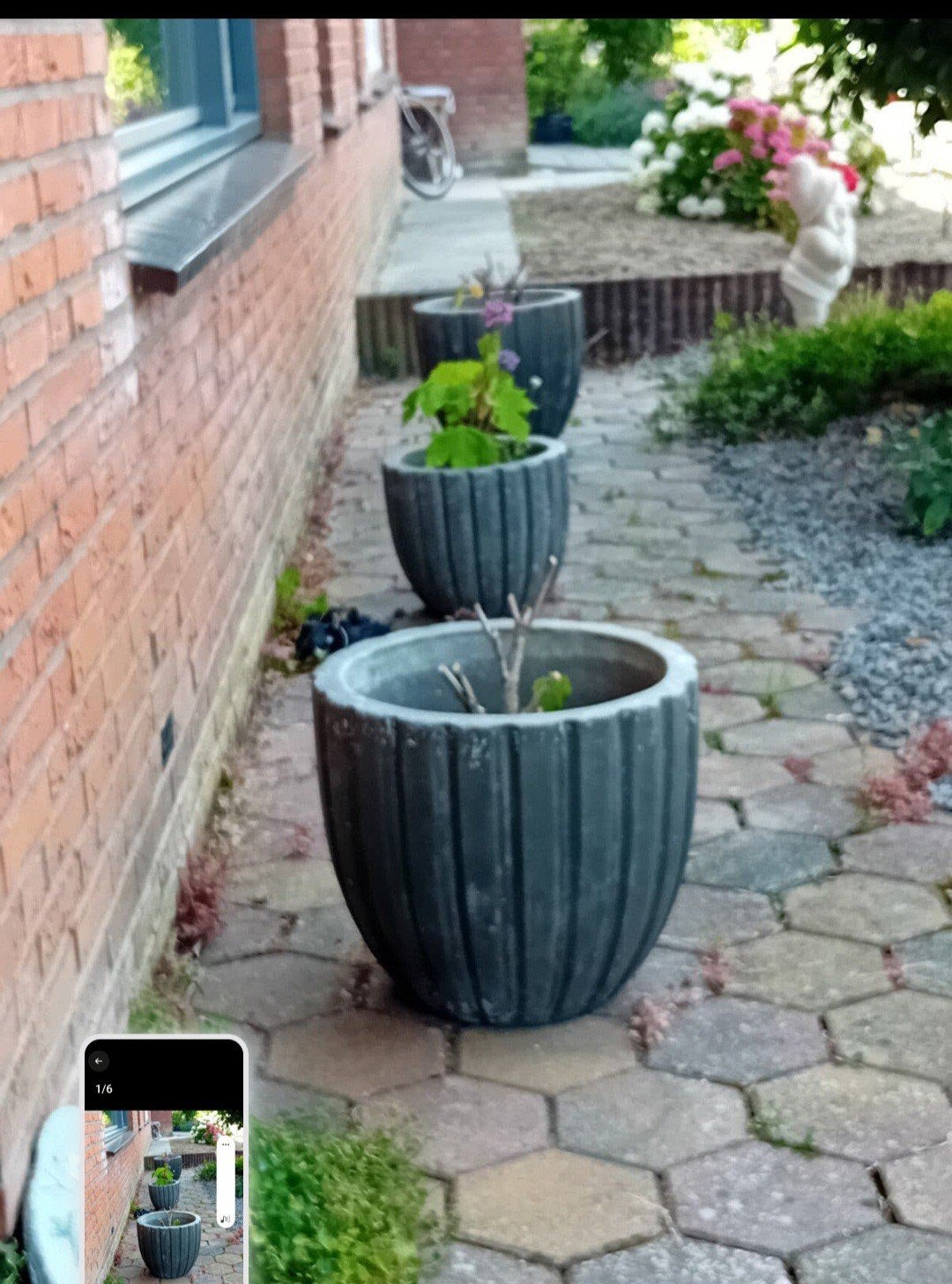 3 zware  betonnen bloempotten, Tuin en Terras, Ophalen, Rond, Beton, Binnen