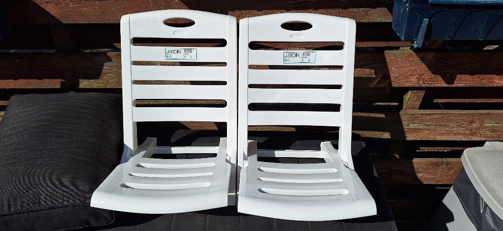 Set van 2 Jardin kunststof klapstoelen, Ophalen, Zo goed als nieuw, Campingstoel