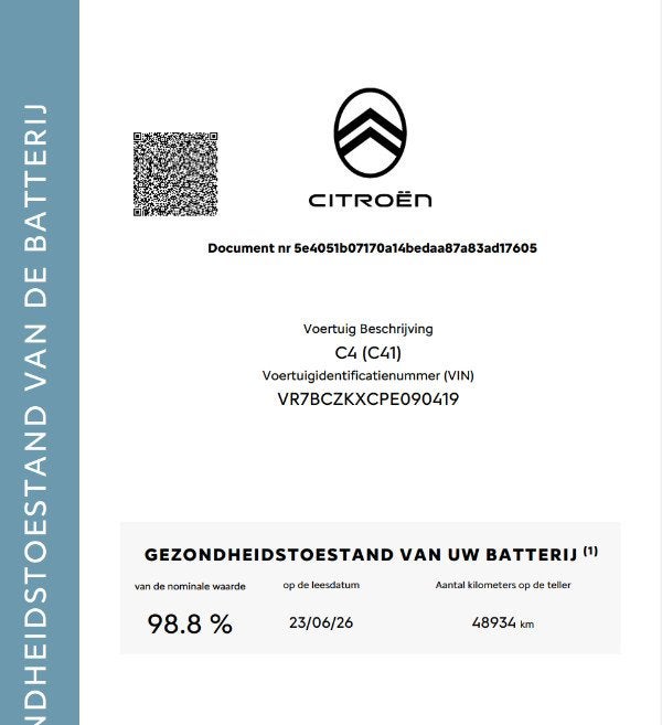 Citroen Ë-C4 You 50 kWh Soh 98,8% H.Leder/Nav/Camera/Ecc/Le, Auto's, Citroën, 136 pk, Gebruikt, Parkeersensor, 355 km