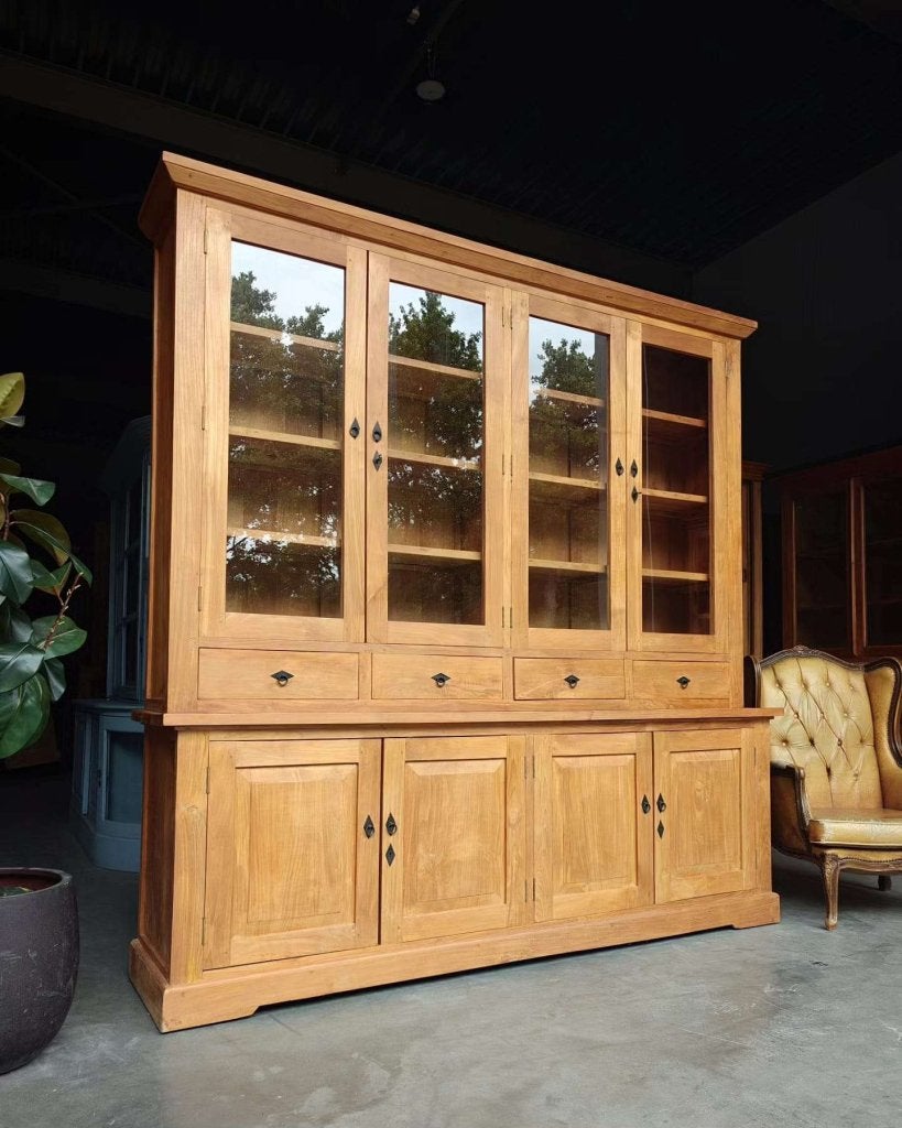 Prachtige hoge buffetkast | Teakhouten notariskast #8225, Met deur(en), -, 200 cm of meer, -