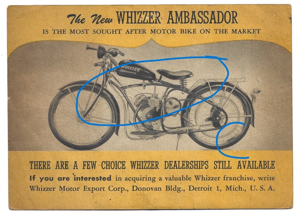 Whizzer Ambassador motor folder leaflet, Verzenden, Overige merken