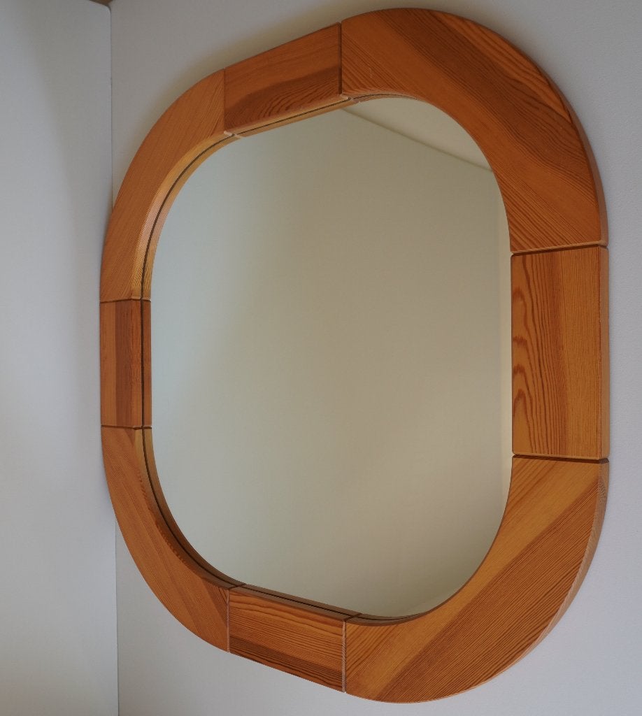 Grenenhout spiegel topstaat ovaal diameter 80 cm, Huis en Inrichting, Ophalen, Gebruikt, 75 tot 100 cm, Minder dan 100 cm