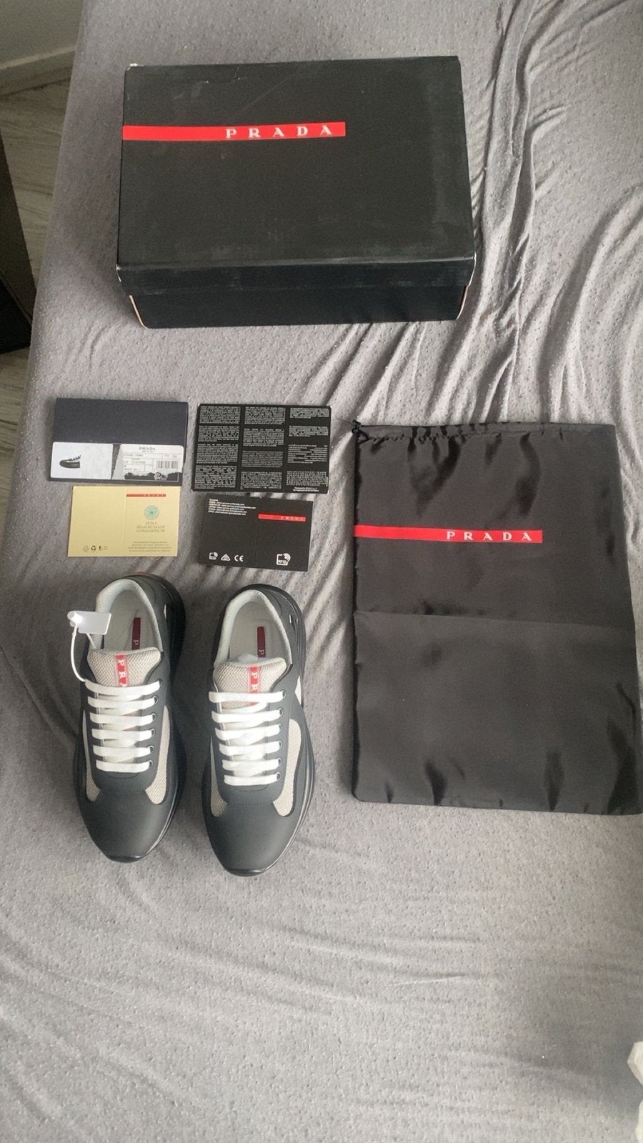 Prada America's Cup sneaker met mesh details, Ophalen of Verzenden, Zo goed als nieuw, Overige merken