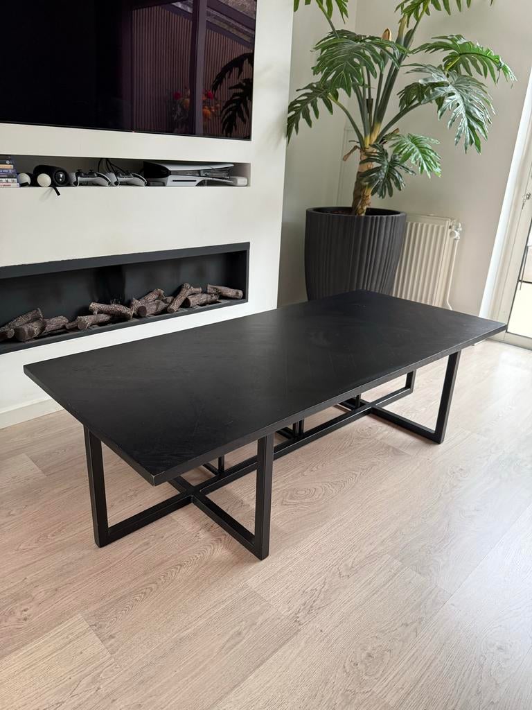 Eiken salontafel visgraat zwart, Huis en Inrichting, Tafels | Salontafels, Gebruikt, Minder dan 50 cm, 50 tot 100 cm, 150 tot 200 cm