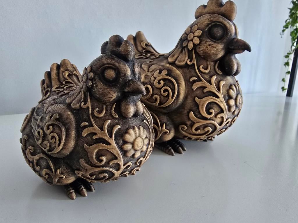 Set kippen met bloem detail  3d geprint antiek goud barok, Huis en Inrichting, Woonaccessoires | Overige, Ophalen of Verzenden