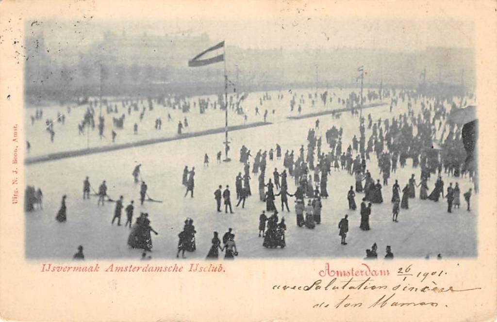 Amsterdam IJs vermaak Amst. IJsclub 1901 Winter Schaatsen, Verzenden, Voor 1920, Gelopen, Noord-Holland