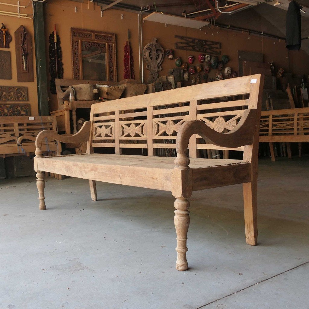Landelijk Stationsbank RQ14 Teak hout tuin Ibiza terras bank, Ophalen of Verzenden