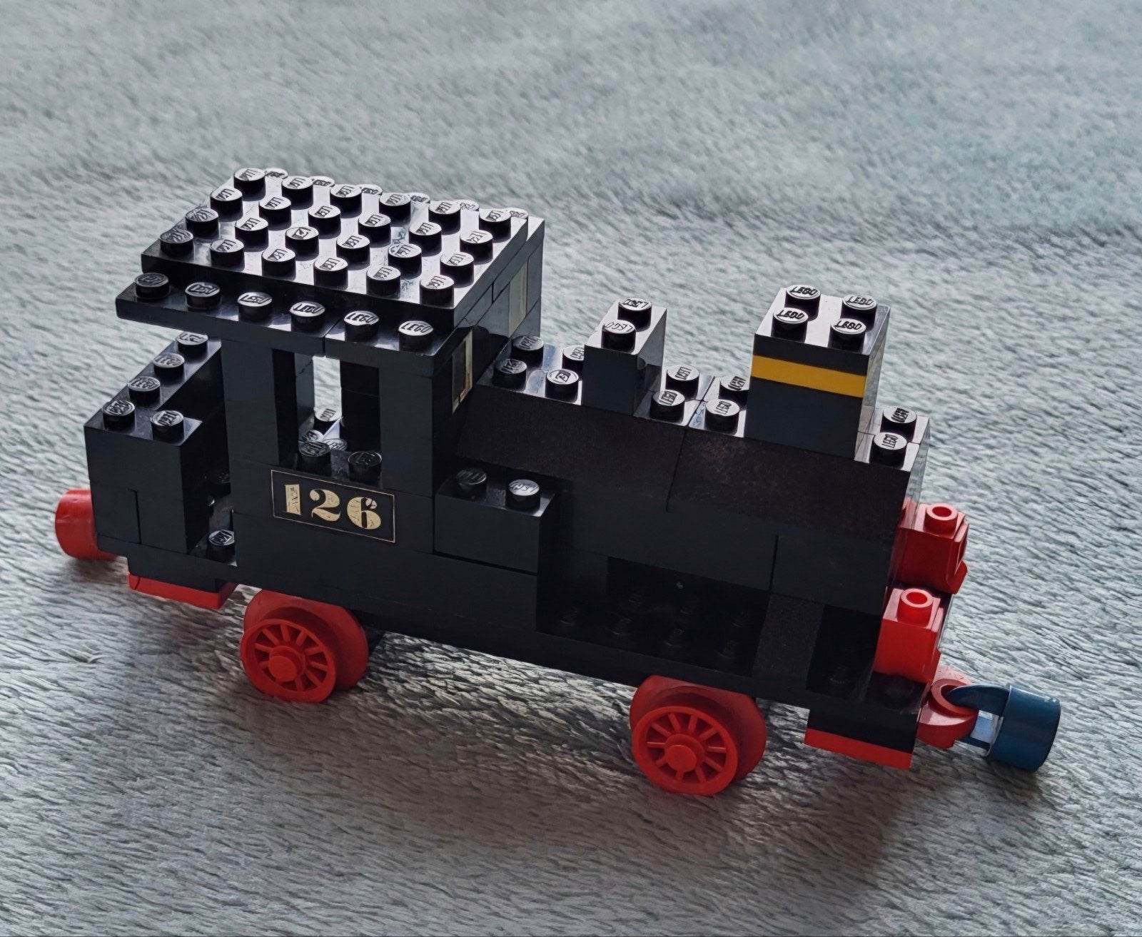 Lego trein blauwe rails duw locomotief (set 126) + boekje., Kinderen en Baby's, Gebruikt, Lego, Inclusief instructies, Ophalen of Verzenden