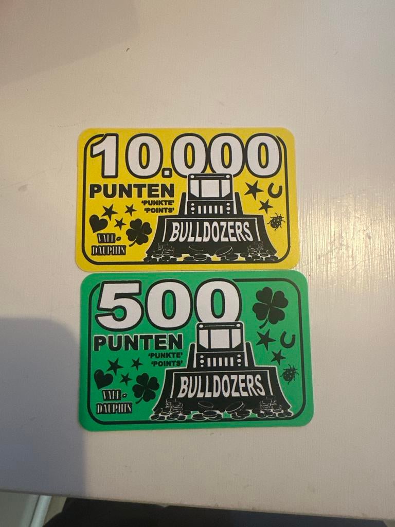 Bulldozers spaarpunten 10.000 en 500 punten kermis, Verzamelen, Ophalen of Verzenden, Gebruikt