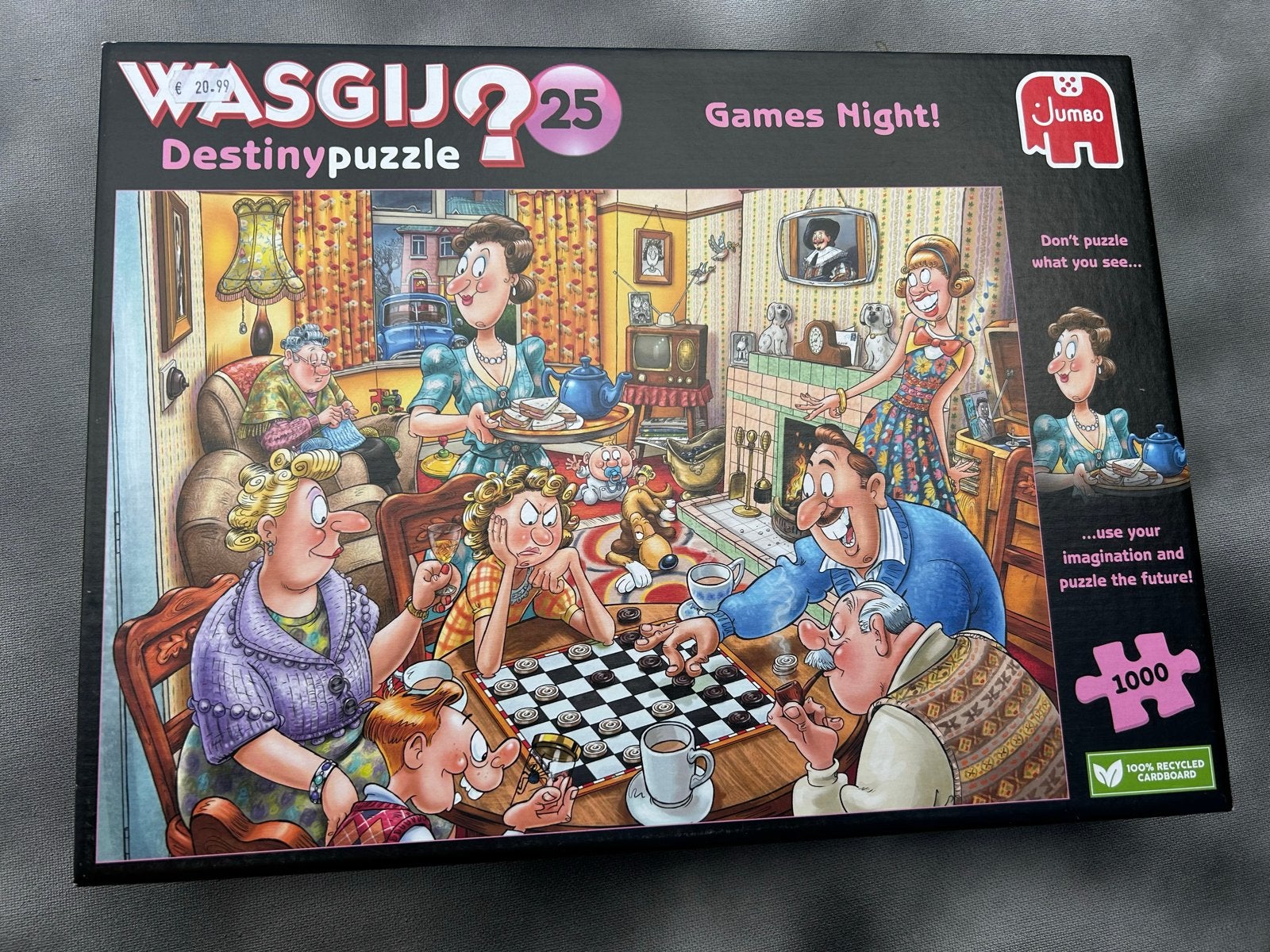 Wasgij Destiny 25 Games Night! Legpuzzel 1000 stukjes, Ophalen of Verzenden, 500 t/m 1500 stukjes, Zo goed als nieuw, Legpuzzel