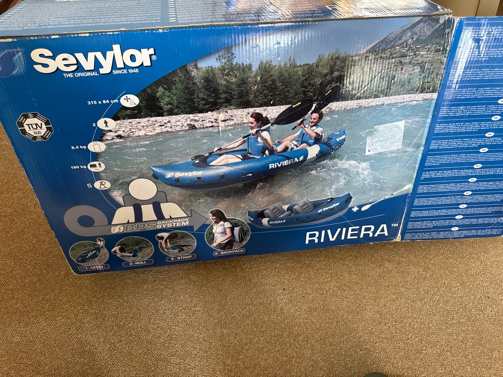 Sevylor Riviera Opblaasbare Kajak - 2-persoons, Watersport en Boten, Ophalen, Opblaasbaar, Zo goed als nieuw, 2-persoons