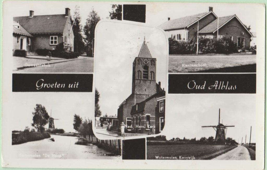 Oud Alblas (ZH) Groeten uit 5-vensterkaart 1968., Ophalen, 1960 tot 1980, Gelopen, Zuid-Holland