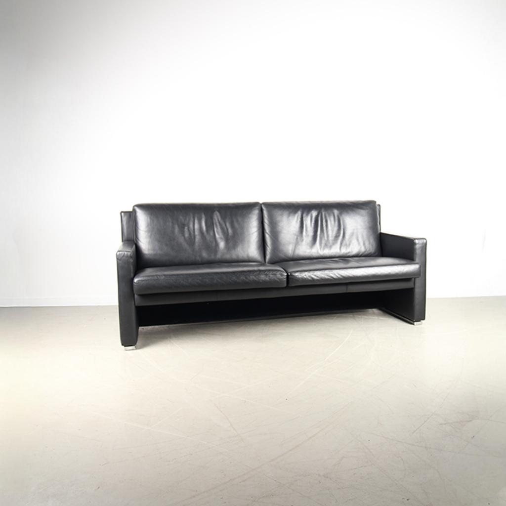 1x Leolux Timandra Bank 3-zits/198cm Leder – Zwart, Huis en Inrichting, Niet ingevuld, 150 tot 200 cm, Niet ingevuld, Driepersoons