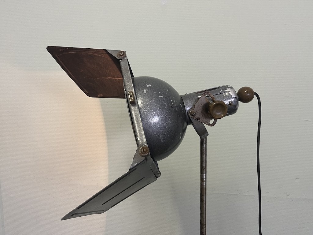 Vintage staande theaterlamp, Huis en Inrichting, Lampen | Vloerlampen, Niet ingevuld, Gebruikt, Niet ingevuld, Ophalen of Verzenden