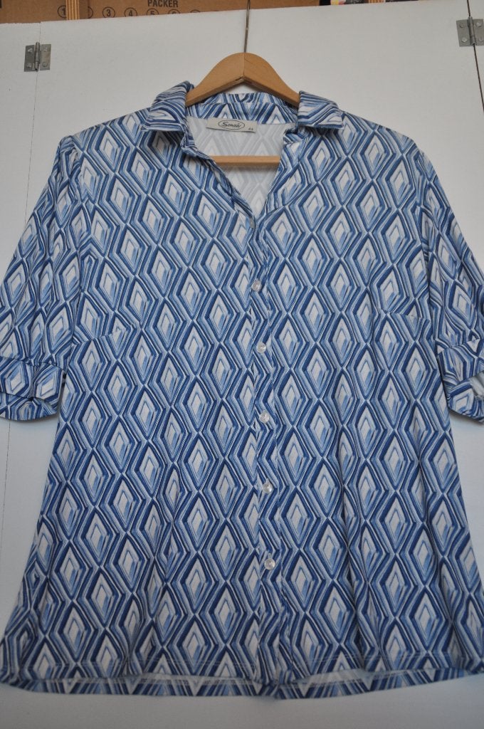 NOP77 Sensia Blouse Blauw wit maat 44, Ophalen of Verzenden, Zo goed als nieuw, Maat 42/44 (L), Blauw