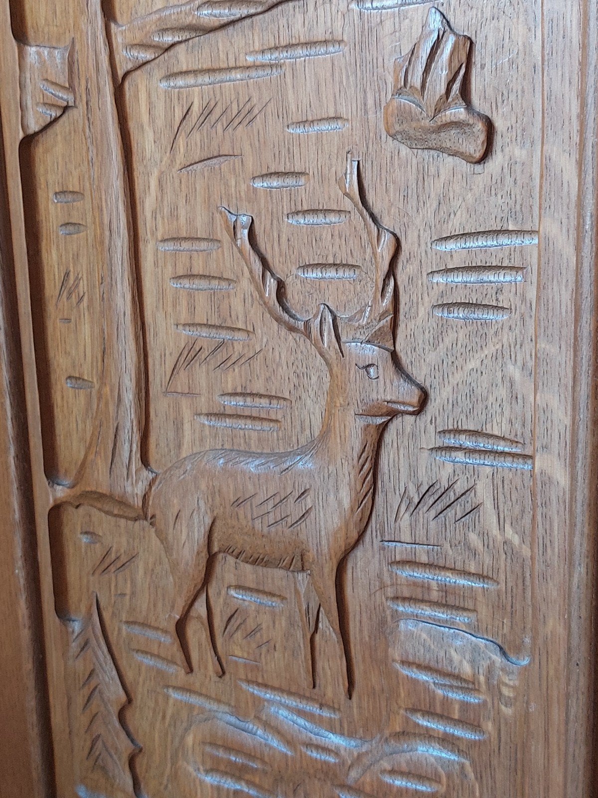 Mooie eikenhouten halfhoge kast houtsnijwerk, Ophalen