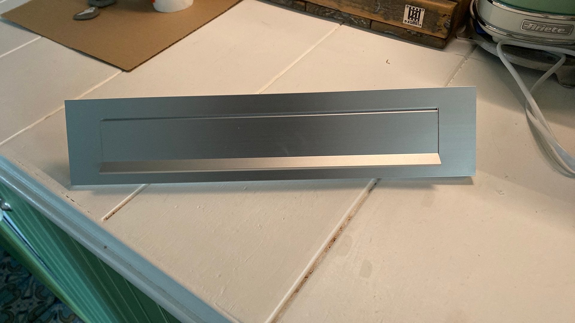 Nieuwe aluminium inbouw brievenbus klep 34 bij  7,5 cm, Tuin en Terras, Brievenbusklep, Ophalen of Verzenden, Inbouw, Nieuw