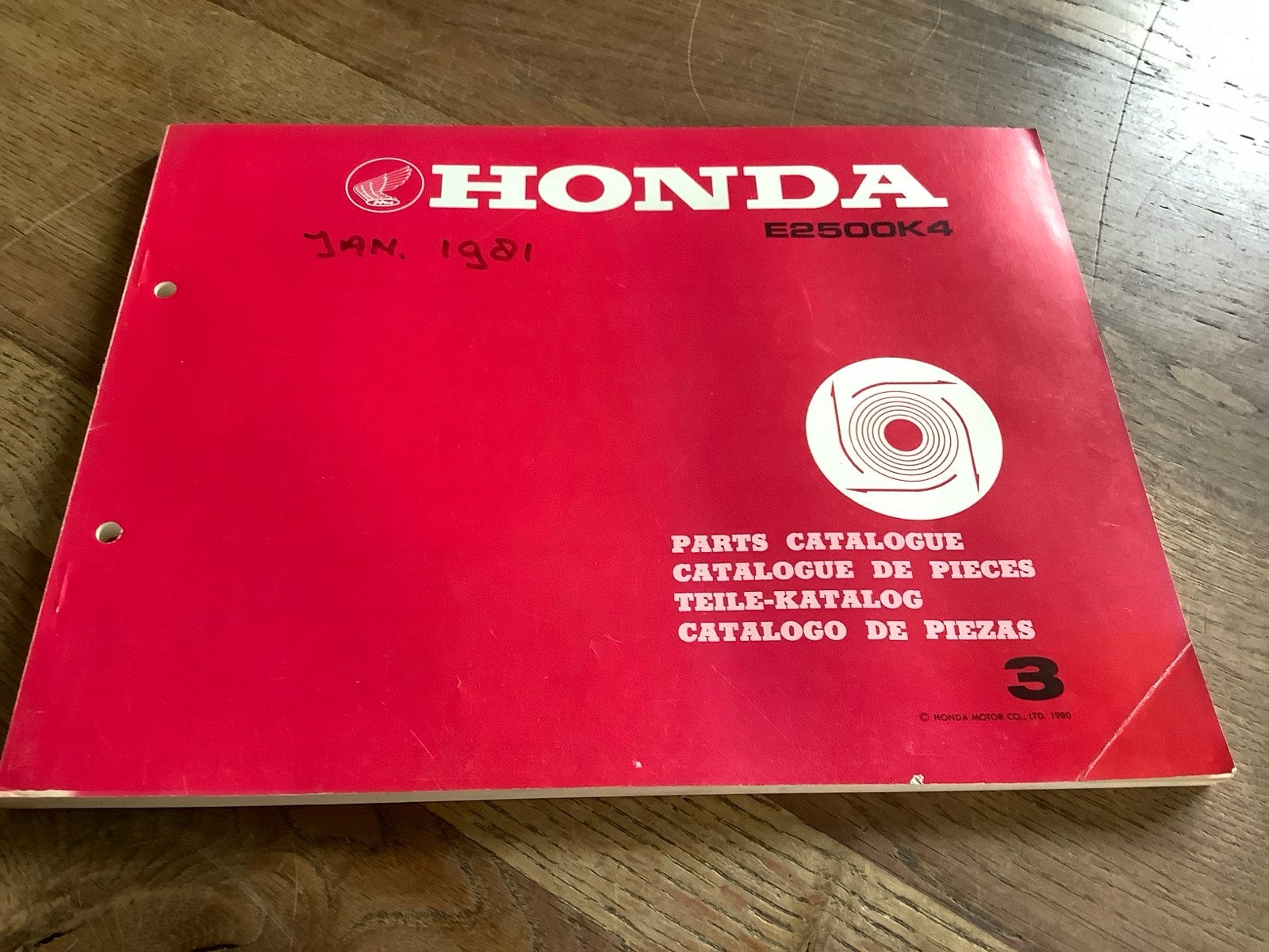 Honda E2500K4 Onderdelen Catalogus - 1980., Fietsen en Brommers, Verzenden, Zo goed als nieuw
