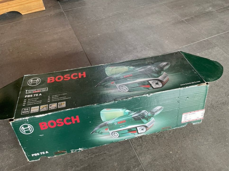 Bosch PBS 75 A Bandschuurmachine - 710W, Ophalen of Verzenden, Gebruikt, 600 tot 1200 watt, Bandschuurmachine