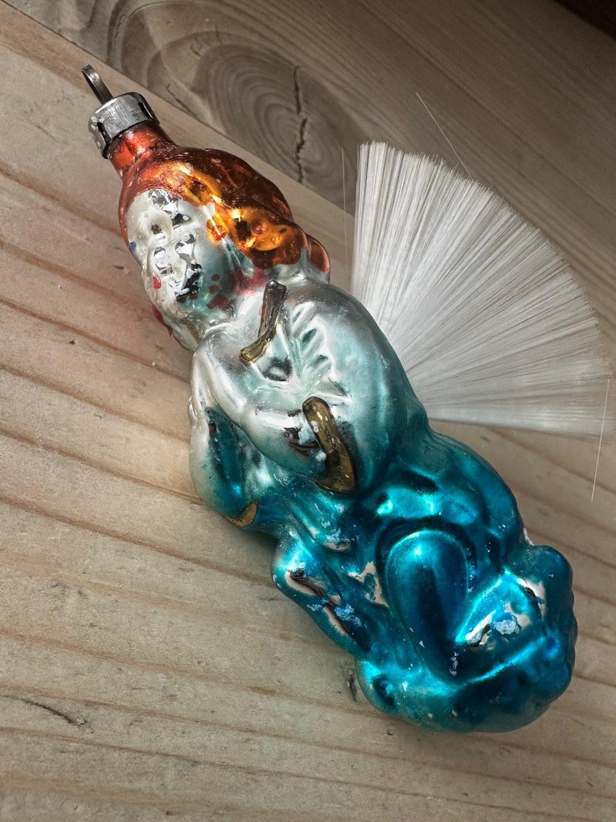 Oude kerstbal engel met fiberglas vleugels., Diversen, Ophalen of Verzenden, Gebruikt