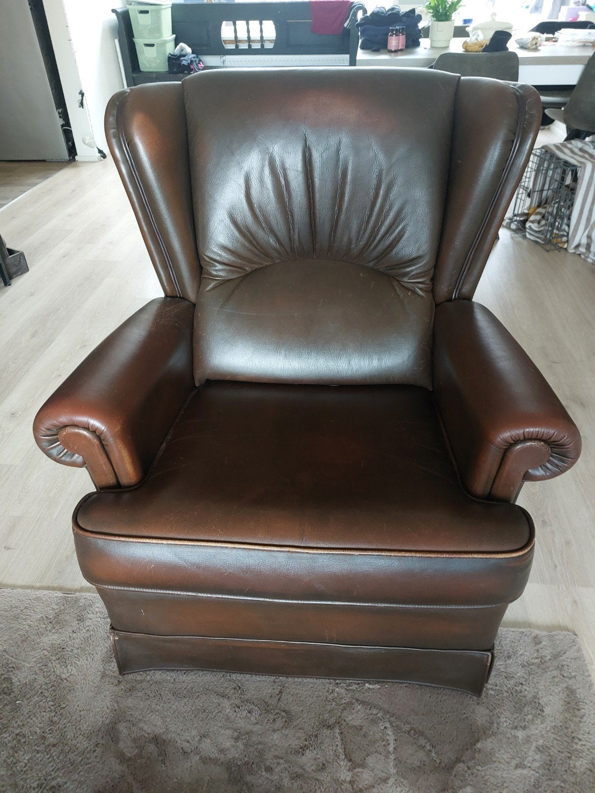 Leren fauteuil - Comfortabele bruine relaxstoel, Ophalen of Verzenden