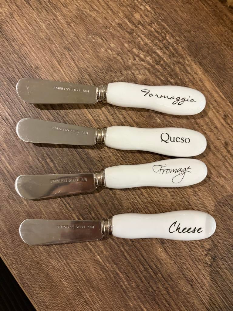 Rivièra Maison Kaasmesjes Set - Formaggio, Queso, Fromage, C, Ophalen of Verzenden, Zo goed als nieuw, Rvs of Chroom, Bestekset