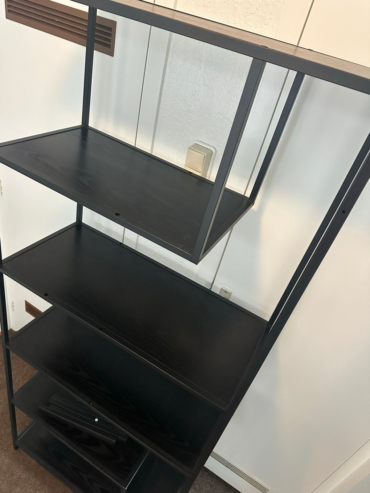 Metalen open kast - Zwart - 185x77x35 cm - als nieuw, Ophalen, Met plank(en), 50 tot 100 cm, Zo goed als nieuw