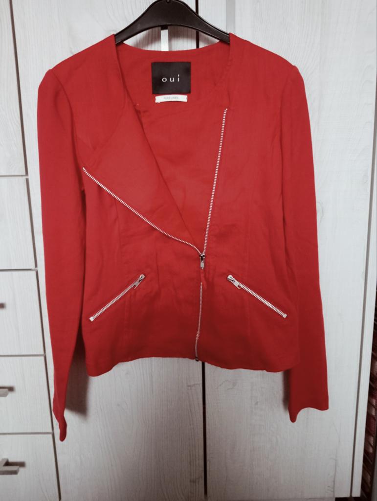Oui jasje blazer linnen/tricot maat 38 rood zeer goede staat, Maat 38/40 (M), Ophalen of Verzenden, Zo goed als nieuw, Jasje