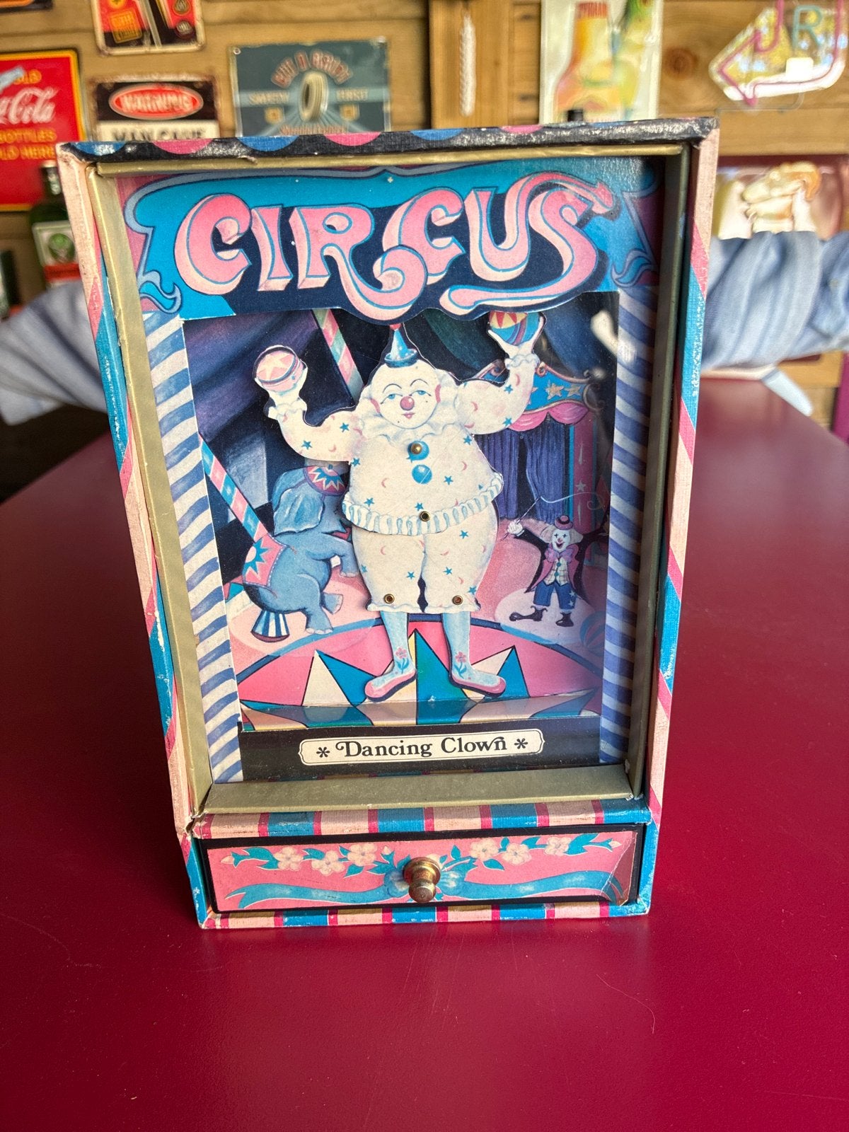 Vintage Circus Dansende Clown Muziekdoos, Ophalen of Verzenden