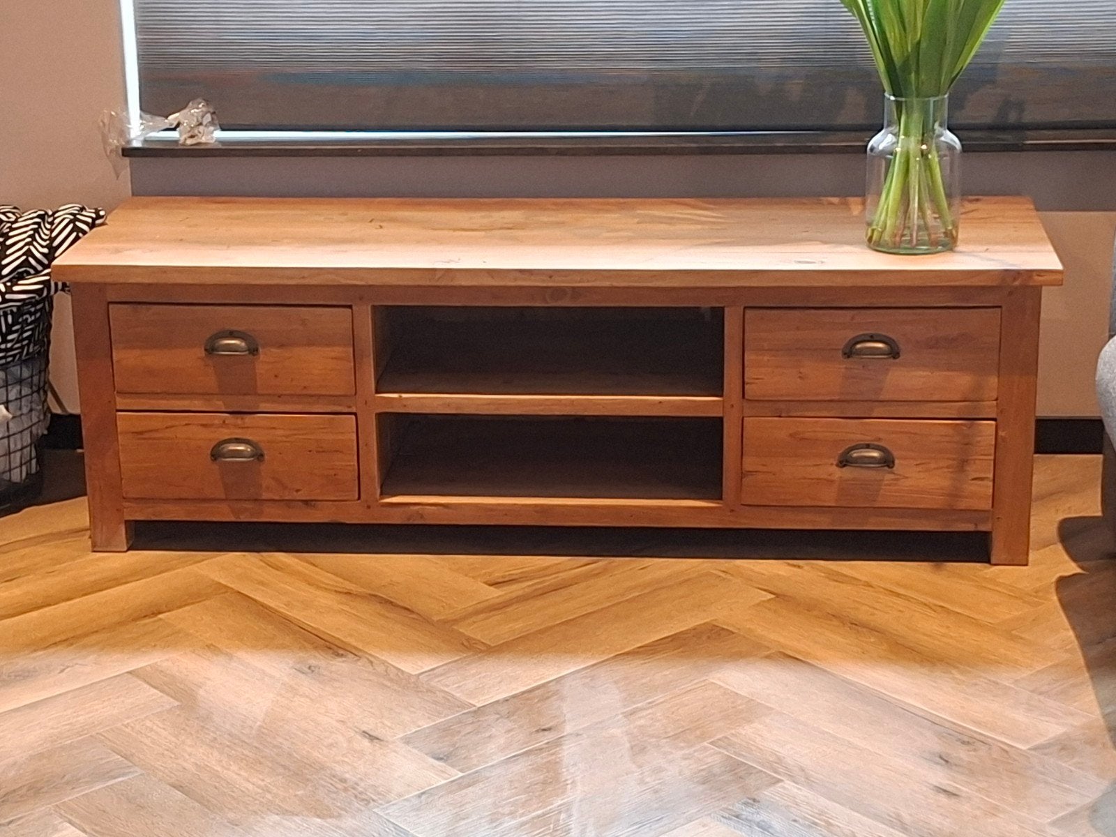 Teak houten Tv meubel en passend tafeltje, Huis en Inrichting, Kasten | Televisiemeubels, Ophalen, Gebruikt, 25 tot 50 cm, Minder dan 100 cm