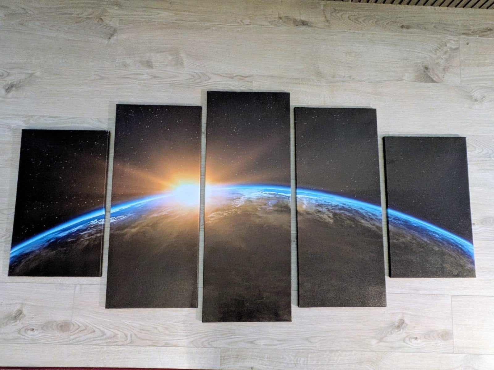 5-delige Space Canvas: Zonsopgang boven de Aarde, Ophalen, Gebruikt, 125 cm of meer, Foto of Poster