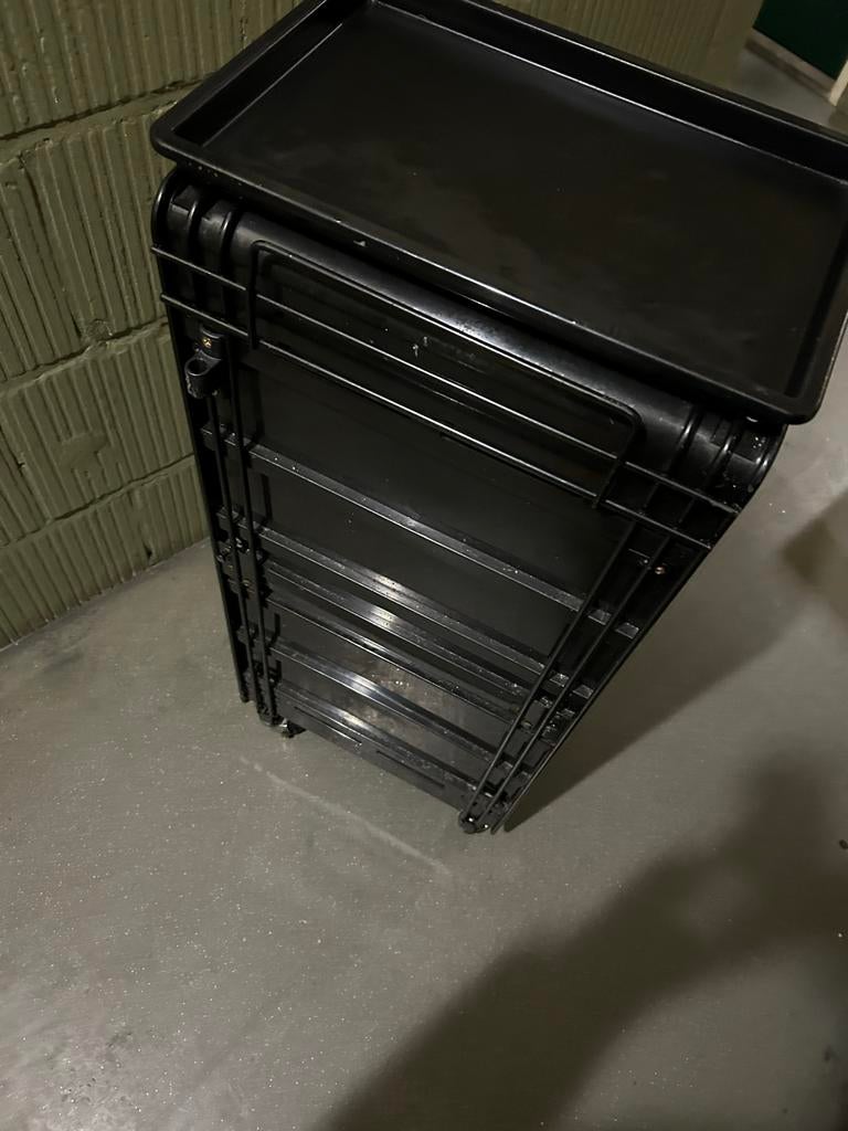 Zwarte Kappers trolley met lades, Ophalen, Zo goed als nieuw