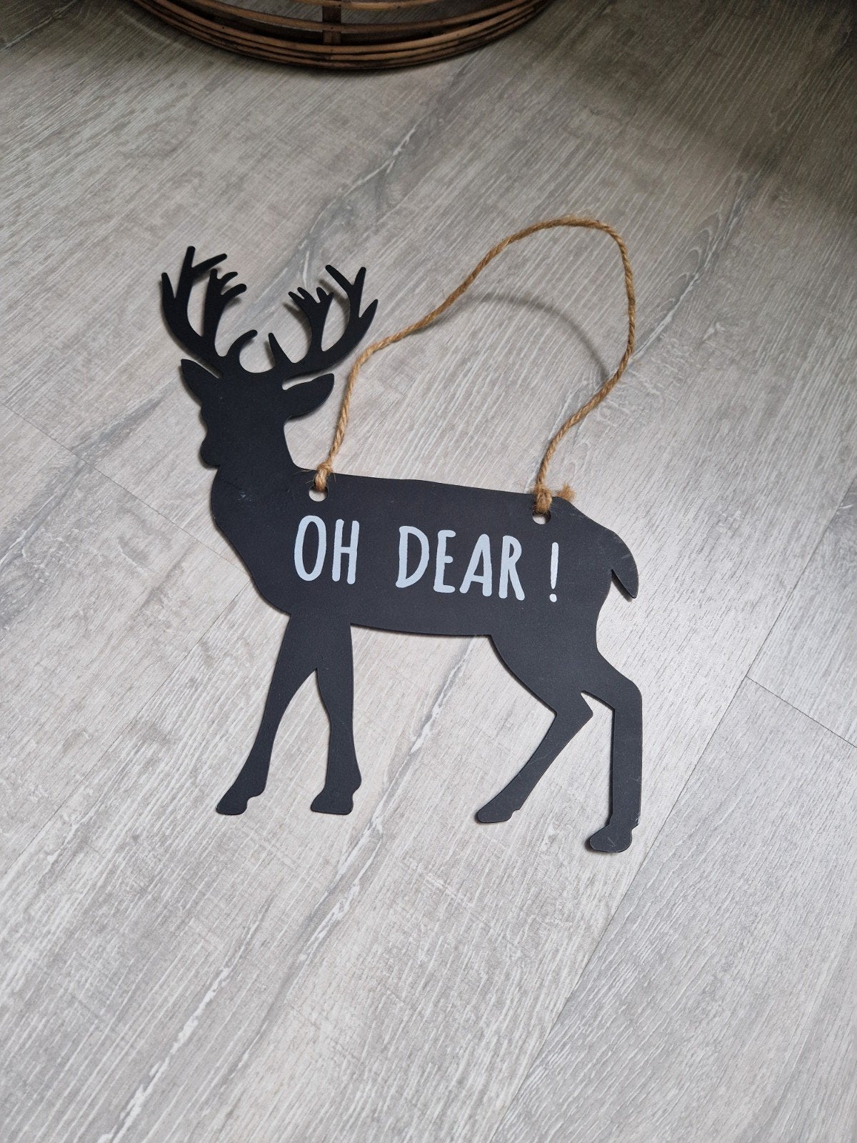 Decoratief hert 'Oh Dear!' - Zwart met touw, Zwart, Overige stijlen, Ophalen of Verzenden, Zo goed als nieuw