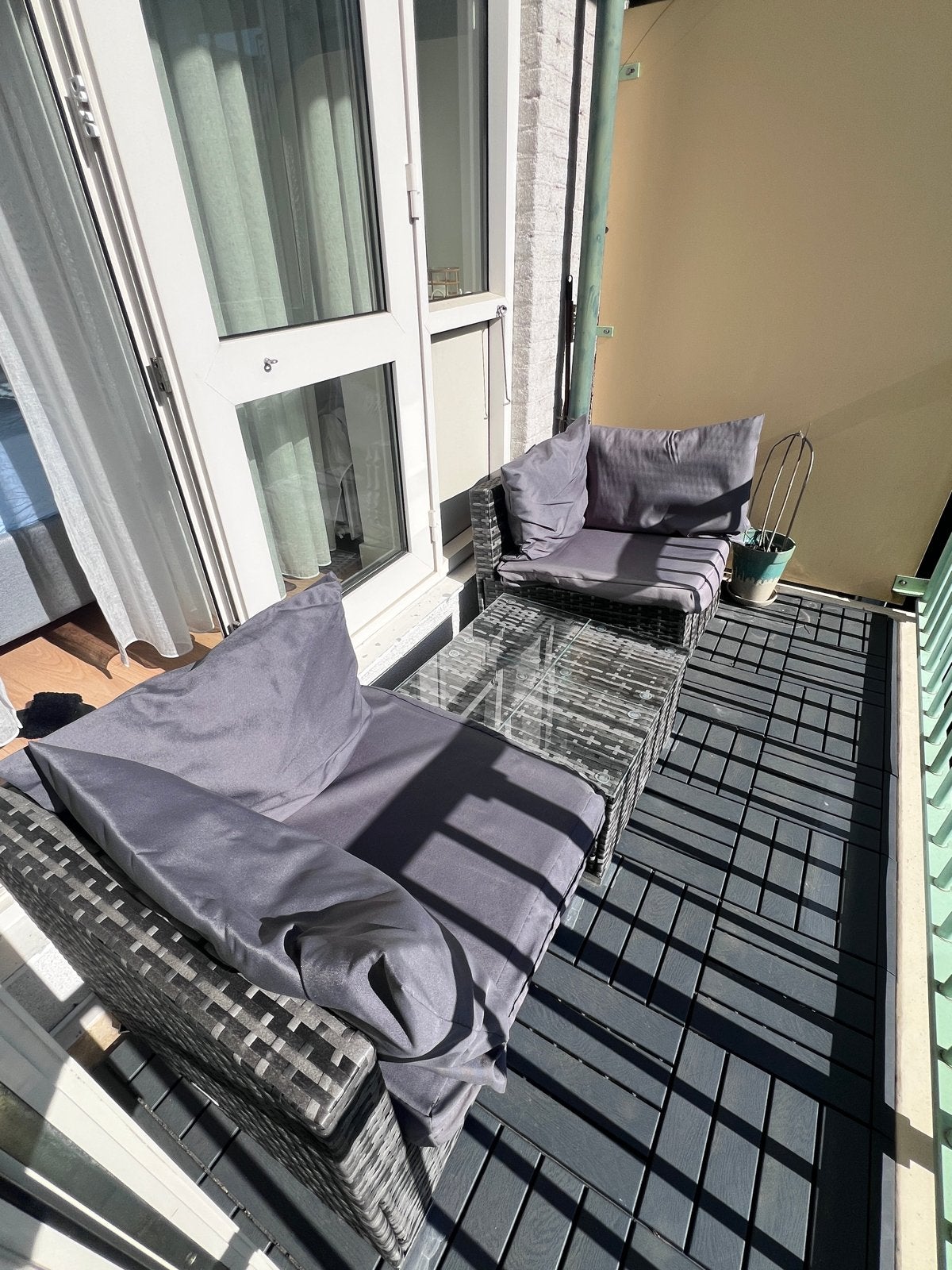 vidaXL 3-delige Loungeset met Kussens Poly Rattan Grijs, Tuin en Terras, Tuinsets en Loungesets, Gebruikt, Loungeset, Wicker, 2 zitplaatsen