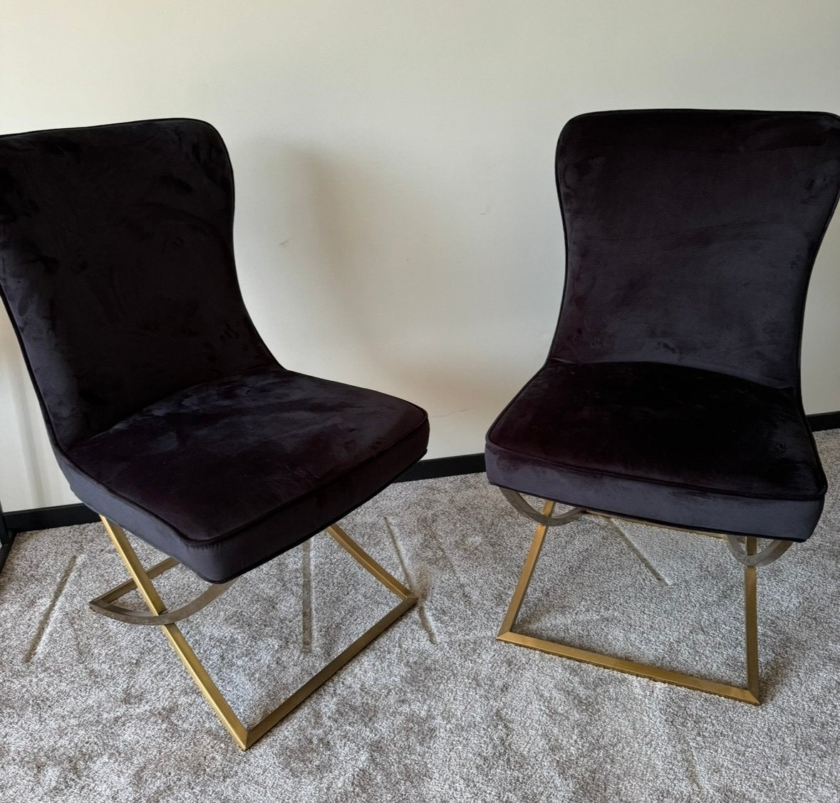 Zwarte Velvet stoelen 2x, Huis en Inrichting, Ophalen, Zo goed als nieuw, Zwart, Twee