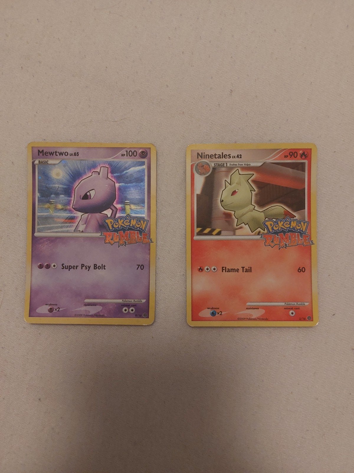Pokemon Rumble Kaarten: Mewtwo & Ninetales (Zeldzaam), Ophalen of Verzenden, Gebruikt, Meerdere kaarten
