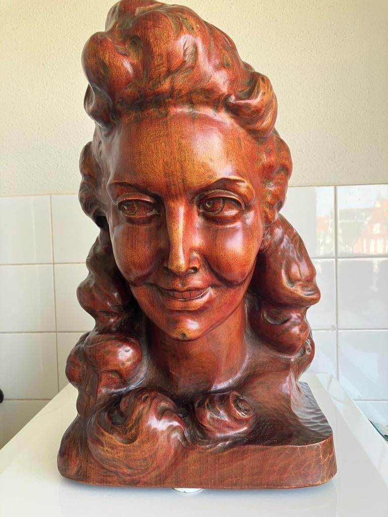 Houten beeld André Potteau art deco, Ophalen of Verzenden